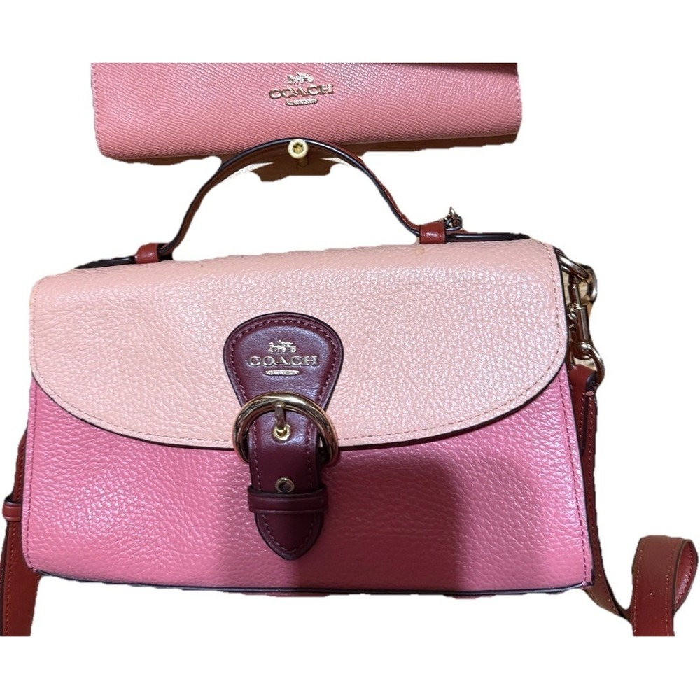 Coach Kleo With Matching Wallett Multi Color Pink Bag Crossbody Purse